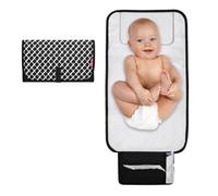 Vellivar Portable Changing Mat, Baby Foldable Changing Mat Travel Changing Mat, Water-Proof Baby Changing Mat with Wipe-Pocket and Soft Head Cushion for Hotels, Trains, Parks, Cars, Public Restrooms