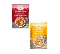 Vellomart Crownfield High Protein Granola Combo Pack 2 x 400g - Cranberry & Almond, Honey & Seed - Healthy Breakfast Cereal, High Fibre, Energy Boosting Crunchy Clusters