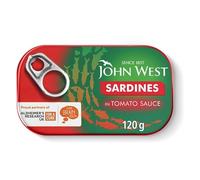 Vellomart John West Sardines Fillets in Tomato Sauce 120g - Premium Ready-to-Eat Fish, Rich in Omega-3, Wild Caught, Healthy Pantry Essential (6)
