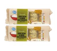 Vellomart Rivercote Rice Crackers 100g x 2 - BBQ, Sweet Chilli, Sour Cream & Onion, Lightly Salted - Crunchy Snack Mix (Sour Cream & Onion)