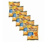 Vellomart Werther’s Original 110g - Creamy Toffees & Soft Caramels, Classic German Sweets, Rich Buttery Candy, Smooth Caramel Treat (6, Creamy Toffees)