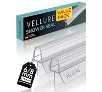 Vellure 2X Shower Screen Seal Strip, Premium Shower Door Seal Strip for 6 mm (+-1) Shower Glass Thickness, Shower Seal Strip, Long Lasting PVC Finish, Transparent, Universal Length up to 90cm