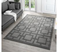 Desire Rugs Vellure Modern Indoor Living Room Area Rug Embossed Metallic Sheen Maze Design Grey 60X220 Cm, Grey