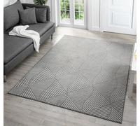 Vellure Modern Indoor Living Room Area Rug Embossed Metallic Sheen Pyramid Design Anthracite 200X290 Cm