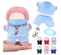 Velmitten 17cm Doll Clothes Doctor Nurse Scrubs Outfit Set for 17cm Dolls with Mini Mask Stethoscope Cute Nurse Uniform with Accessories Gift for DIY Plush Dress-up Lovers & Collectors(Light Blue)