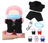 Velmitten 17cm Doll Clothes Doctor Nurse Scrubs Outfit Set for 17cm Dolls with Mini Mask Stethoscope Cute Nurse Uniform with Accessories Gift for DIY Dress-up Lovers & Collectors(Black)