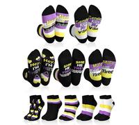 Velmitten 5 Pairs Pride Non Binary Flag Socks Cotton Novelty Ankle Sock Gender Kills My Vibe LGBT Non Binary Pride Queer Gifts, As Show, One Size