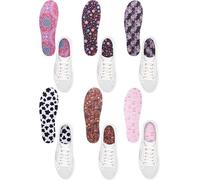 Velmitten 6 Pairs No Show Socks Sockless Shoe Liner Washable Barefoot Shoe Insoles No Slipping Inserts for Women Man (Vibrant Style)