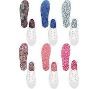 Velmitten 6 Pairs Sockless Shoe Liners for Women Men Flats, Secret Style | No Show Socks Insole, Thin Washable Barefoot Anti Slip Replaceable Breathable Shoe Insert, Solid Color & Vintage Floral Print