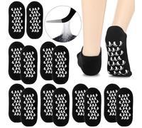 Velmitten 8 Pairs Extra Large Men's Moisturizing Gel Socks Reusable Black Gel Spa Socks for Men's Feet Care Softening Dry Cracked Rough Skin US Men 10-15