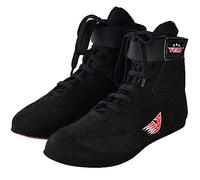 VELO - Boxing Shoes Cowhide Leather with Outer mesh with PU Sole Unisex Shoes -Black - Low-top with strap (Black - Low ankel Strap, uk_footwear_size_system, adult, men, numeric, medium, numeric_3)