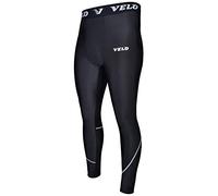 VELO - Compression Leggings for Men - Designed for Cycling MMA Hiking Outdoor Sports Surfing Scuba Diving Yoga Aerobics - Plain Black