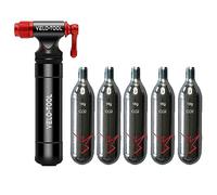 Velo-tool™ CO2 Inflator Bike Pump-Premium Quick & Lightweight, Storage Cylinder to hold 16g Co2 Canister threaded 5 in ike Bracket - Presta & Schrader Valve Compatible - Mountain, Road, BMX Bikes