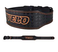 VELO Weightlifting Gym Belts - 4'' | Buffalo Hide Power Lumbar Lower Back Padded Support Foam - Power Lifting High Intensity Strength Training Equipment Unisex Belts (Small, Orange)