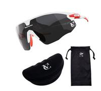 VeloChampion Cycling Sports Biking Sunglasses for Men Women Glasses with UV400 100% UV Protection Lenses (Missile White/Black)