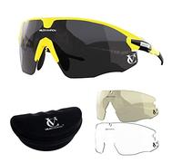 VeloChampion Cycling Sports Biking Sunglasses for Men Women Glasses with UV400 100% UV Protection Lenses (Missile Yellow/Yellow/Black)