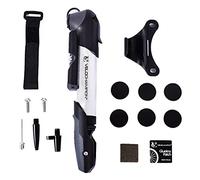 VeloChampion Mini Bike Pump with Frame Mount | Portable Compact Alloy Bicycle Pump with Frame Mount | Presta, Schrader & Dunlop Valves (Alloy 9 Pump + Repair Patches)