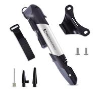 VeloChampion Mini Bike Pump with Frame Mount | Portable Compact Alloy Bicycle Pump with Frame Mount | Presta, Schrader & Dunlop Valves (Alloy 9 Pump)