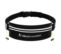 VeloChampion Reflective Running Number Belt Waist Pack + Storage Pouch Pocket. Elastic Adjustable Fit with Clip Fastening. Perfect for Fun Run, 5k, 10k, Marathon, Triathlon, Cycling