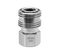 Veloci Prima 1/4 in Stainless Steel, Female NPT Quick Coupler | Quick Disconnect Pressure Washer Fittings for Spray Wands and Washing Attachments, Made in USA, Commercial-Grade