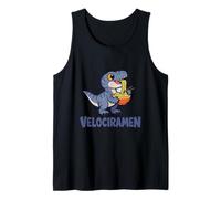 Velociramen Funny Dinosaur Eating Noodles Japanese Ramen Pun Tank Top