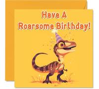 Velociraptor Birthday Card for Boys - Dino Dinosaur - Happy Birthday Card for Brother Cousin Grandson Nephew, 145mm Male Greeting Cards