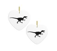 Velociraptor Dinosaur Christmas Tree Ceramic Hanging Bauble Personalised Xmas Baubles Cute Christmas Ornaments Gifts For Kids Family Friends