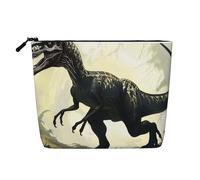 Velociraptor Dinosaur Printed Travel Makeup Bag Imitation Linen Cosmetic Bags Waterproof Cosmetic Case Organizer for Women