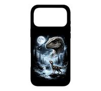 Velociraptor Howling at Moon 90's Retro Dinosaur Case for iPhone 17 Pro Max