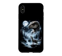 Velociraptor Howling at Moon 90's Retro Dinosaur Case for iPhone XS Max