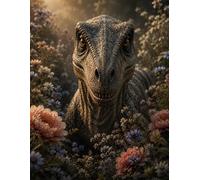 Velociraptor Notebook - Lined Journal for Dinosaur Lovers and Everyday Writing: A Cinematic Floral Portrait Inspired by Curiosity, Intelligence and Grace