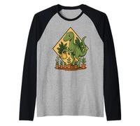 Velociraptor Watering Plants Self Care Dino Raglan Baseball Tee