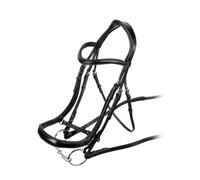 Velociti Ergonomic Leather Horse Cavesson Bridle Black (Pony)