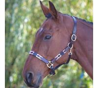 Velociti Gara Leather Polo Headcollar - Full · Pink Natural and Navy