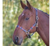 Velociti Gara Leather Polo Headcollar - Full · Red and Navy