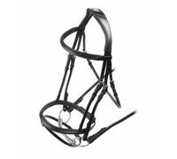 Velociti Raised Flash Leather Horse Bridle Black (Full)