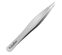 Velodios Professional Tweezers for Eyebrow Hair Removal, Professional Tweezers for Women and Facial Hair, Stainless Steel Slant Tweezers for Chin and Ingrown Hair Removal (Pointed Tweezers