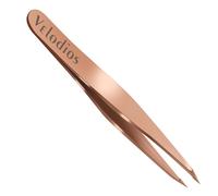 Velodios Tweezers for Women Facial Hair, Professional Pointed Tweezers for Eyebrow, Chin Hair and Ingrown Hair Removal (Rose Gold)