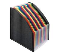 VELOFLEX 4446380 Magazine File Box DIN A4 Strong Polypropylene Film with Textile-Reinforced Edges Box with 23 Colourful Compartments Suitable for A4 Documents Flexible Base Black Pack of 1