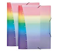 VELOFLEX Rainbow Diamond 4432404-2 Portfolio Folder, DIN A3, 2 Organiser Folders with Elastic Band, Durable, Polypropylene Juris Folder