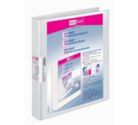 VELOFLEX Velodur 1143190 Presentation Ring Binder DIN A4 2-D-Ring Mechanism 25 mm Wide with Wide Back Pocket White Pack of 1