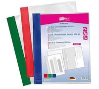 VELOFLEX Veloform 4741003 File Folder, Pack of 3, DIN A4, PVC, Crystal Clear Front Cover, Suitable for Document Wallets, Green, Red, Blue