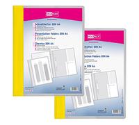VELOFLEX Veloform A474101 File Folder, Pack of 2, DIN A4, Yellow, PVC, Crystal Clear Front Cover, Suitable for Document Wallets
