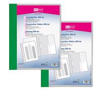 VELOFLEX Veloform A474104 File Folder, Pack of 2, DIN A4, Green, PVC, Crystal Clear Front Cover, Suitable for Document Wallets