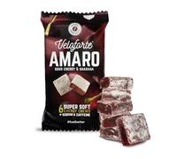 Veloforte Amaro Energy Chews for Running with Caffeine, 3 Pack | Sour Cherry, Guarana Extract, Melt in Mouth Texture, No Gelatine, No Wax, Alternative to Gels, Gummies, Shots