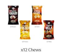 Veloforte Mixed Natural Energy Chew Pack, Fast Releasing, 100% Natural & Delicious Chews, Vegan & Gluten Free in Amaro, Citro, Fresco & Mela Flavours (12 Pack)