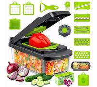 VELOGA Vegetable Chopper, Multi-Functional Mandoline Vegetable Slicer with Adjustable Blades, Salad Chopper Slicer, Compact Kitchen Vegetable Dicer for Easy Food Preparation, 16 in 1