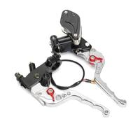 VeloHive Aluminum Motorcycle 7/8 Inch 22mm Silver Brake Clutch Levers Master Cylinder Reservoir Handle Lever Compatible with Motorcycle Models(One Pair)