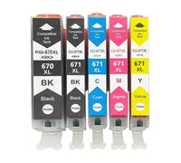 VeloHive Ink Cartridge PGI670 CLI671 Compatible With MG5760 MG5765 MG5766 MG6860 MG6865 MG7760 MG7765(1Set 5colors)