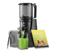 VELOJA Slow Juicer Pro Cold Press for Whole Vegetables and Fruits with 130 mm XL Hole, Ultra-Quiet Motor, Easy to Clean with Recipe Booklet for Juices and Recipes